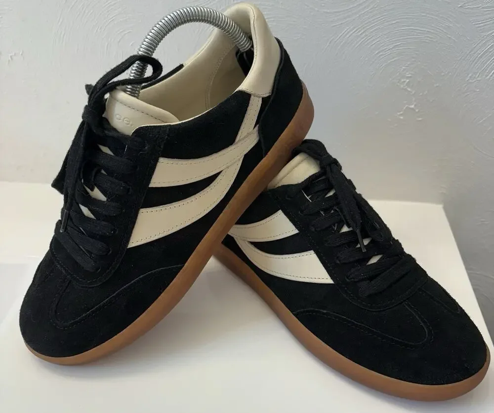 Vince Oasis-M Lace-Up Retro Sneakers Black Suede Cream Leather Men’s 9